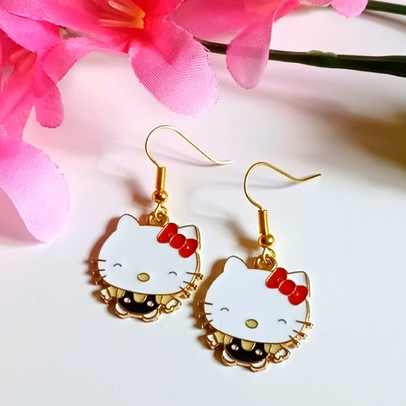 Sanrio Hello Kitty Oil Painted Handmade Earrings - Picture 2 of 4